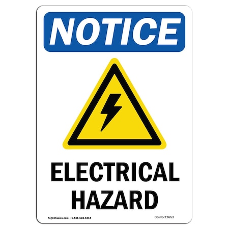 Signmission OSHA Sign, 10" H, 7" W, Aluminum, Electrical Hazard Sign With Symbol, Portrait, V-11653 OS-NS-A-710-V-11653